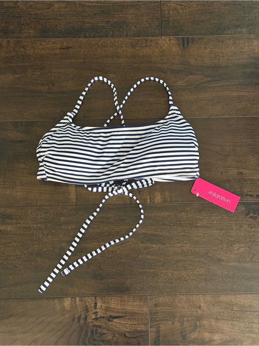 NWT Xhilaration Striped Cross Back Bandeau Bikini Top - Picture 2 of 4